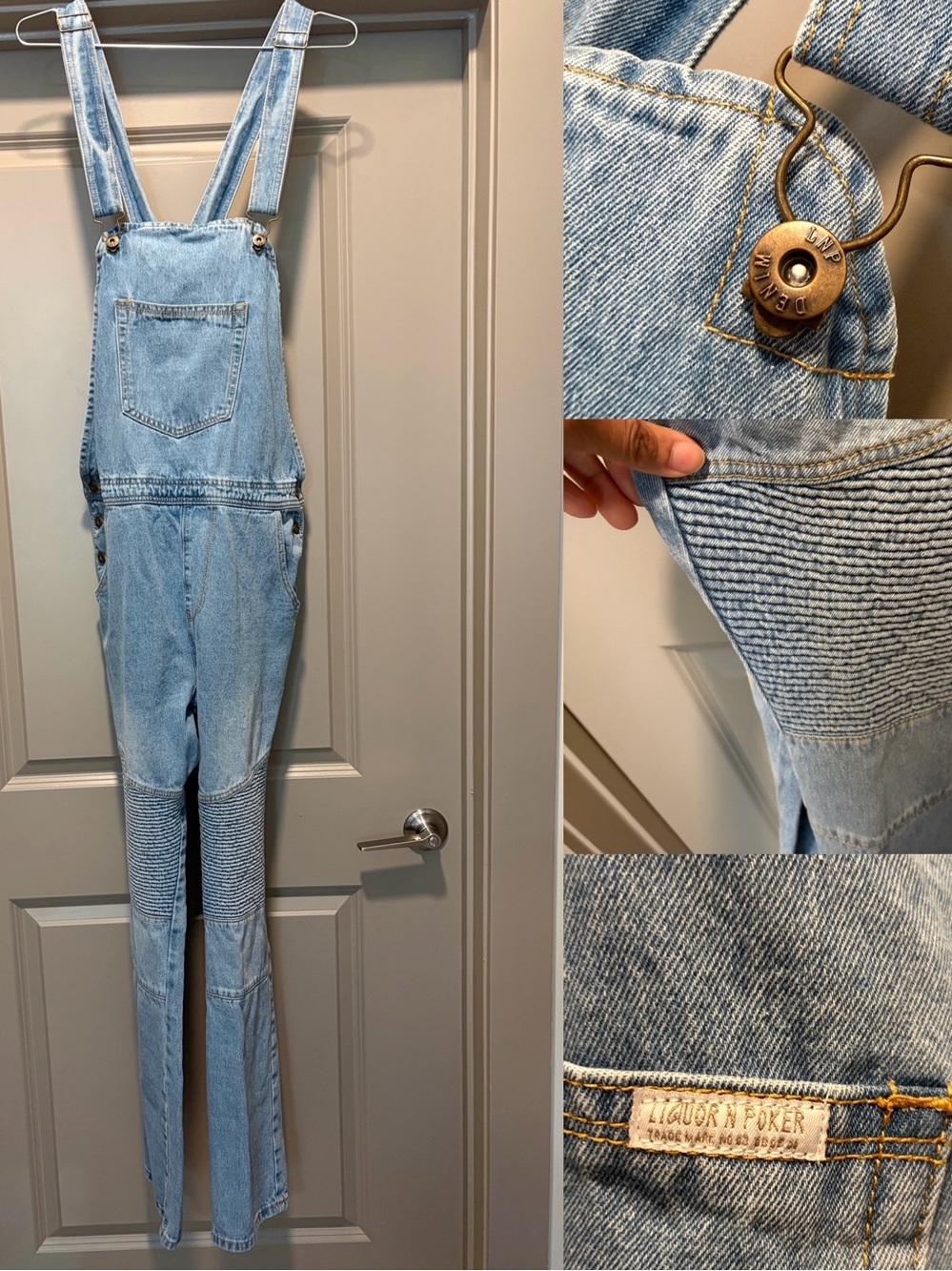 Liquor N Poker Light Wash Denim Overalls - ASOS Unisex Style - Men’s 32